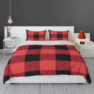 Buffalo Plaid Red Black Bedding Set 1