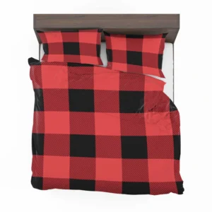 Buffalo Plaid Red Black Bedding Set 2