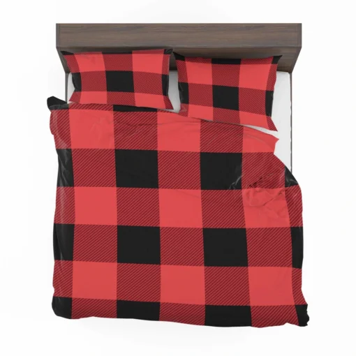 Buffalo Plaid Red Black Bedding Set 2