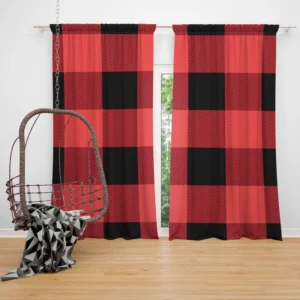 Buffalo Plaid Red Black Curtain