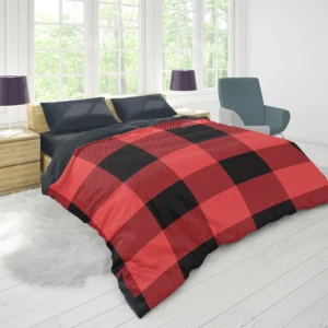 Buffalo Plaid Red Black Duvet Cover 1