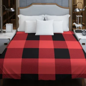 Buffalo Plaid Red Black Duvet Cover