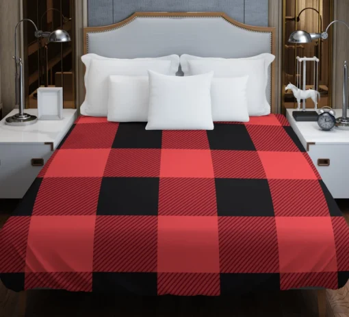 Buffalo Plaid Red Black Duvet Cover