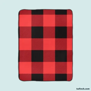 Buffalo Plaid Red Black Fleece Blanket 1