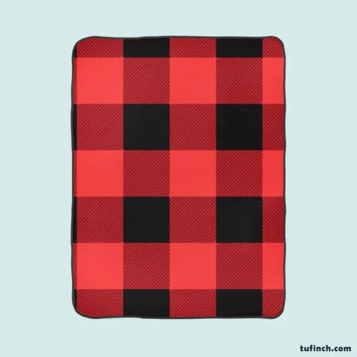 Buffalo Plaid Red Black Fleece Blanket 1