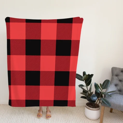 Buffalo Plaid Red Black Fleece Blanket