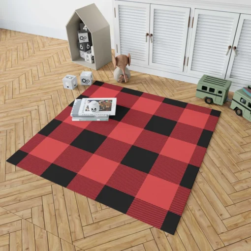 Buffalo Plaid Red Black Rug 1