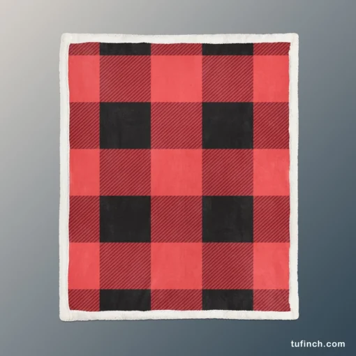 Buffalo Plaid Red Black Sherpa Fleece Blanket 1