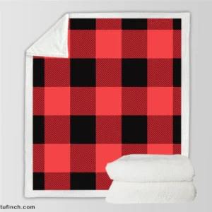 Buffalo Plaid Red Black Sherpa Fleece Blanket