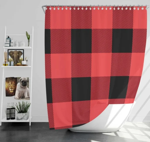 Buffalo Plaid Red Black Shower Curtain