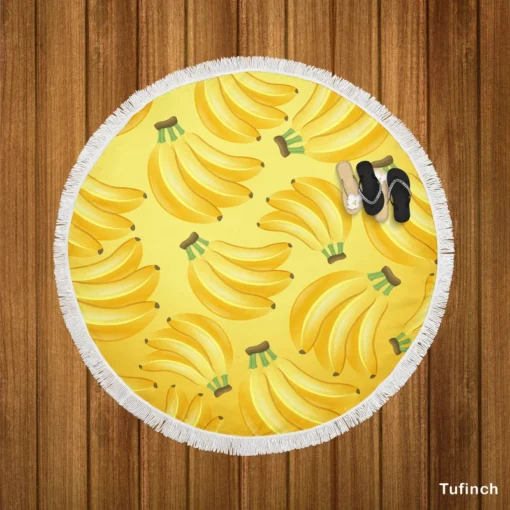 Bunch Of Banana Fruit Round Beach Towel