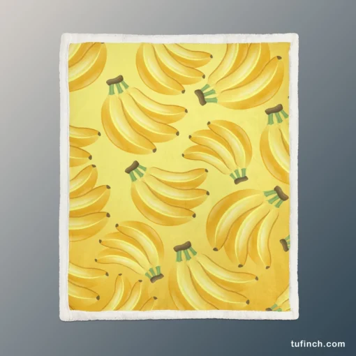 Bunch Of Banana Fruit Sherpa Fleece Blanket 1