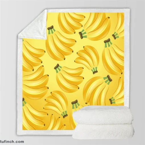 Bunch Of Banana Fruit Sherpa Fleece Blanket