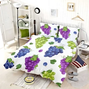 Bunch Of Green Purple Grapes Bedding Set