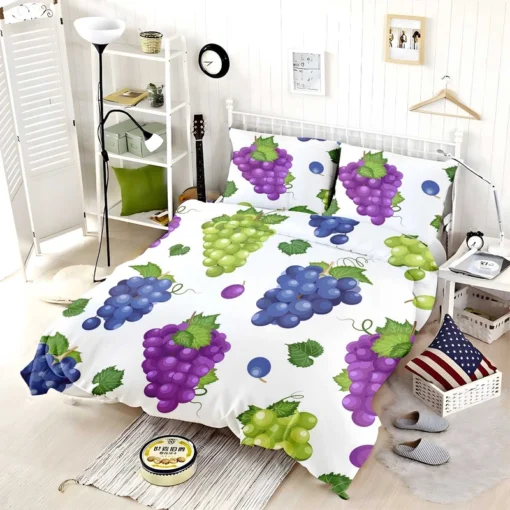 Bunch Of Green Purple Grapes Bedding Set