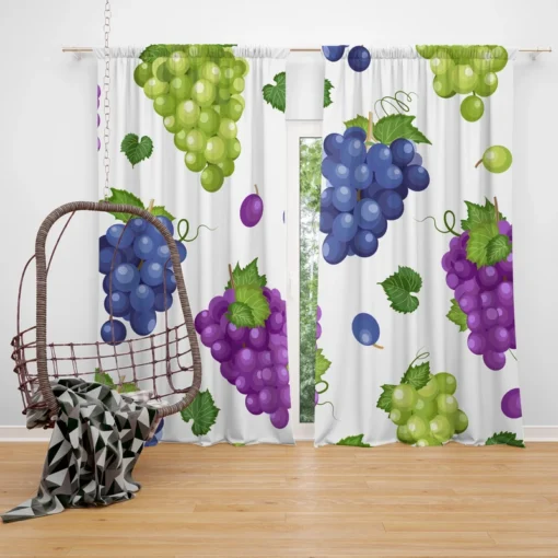 Bunch Of Green Purple Grapes Curtain