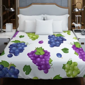 Bunch Of Green Purple Grapes Duvet Cover