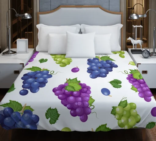 Bunch Of Green Purple Grapes Duvet Cover