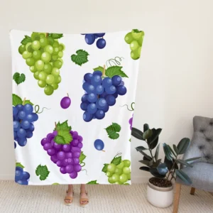 Bunch Of Green Purple Grapes Fleece Blanket