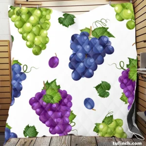 Bunch Of Green Purple Grapes Quilt Blanket