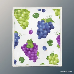 Bunch Of Green Purple Grapes Sherpa Fleece Blanket 1