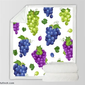 Bunch Of Green Purple Grapes Sherpa Fleece Blanket