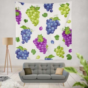 Bunch Of Green Purple Grapes Wall Tapestry