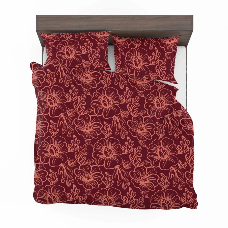 Burgundy Floral Design Bedding Set 2