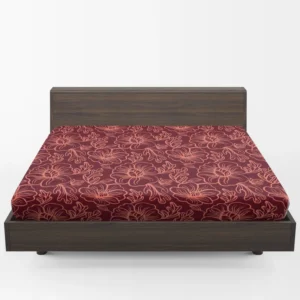 Burgundy Floral Design Fitted Sheet 1