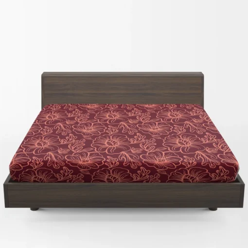 Burgundy Floral Design Fitted Sheet 1