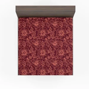 Burgundy Floral Design Fitted Sheet