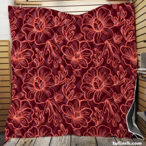 Burgundy Floral Design Quilt Blanket