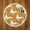 Butterfly Sketch Hand Drawn Pattern Round Beach Towel