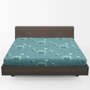 Cadet Blue Monochromatic Floral Pattern Fitted Sheet 1