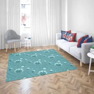 Cadet Blue Monochromatic Floral Pattern Rug 2