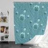 Cadet Blue Monochromatic Floral Pattern Shower Curtain