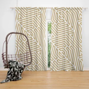 Camel Brown Abstract Geometric Pattern Curtain