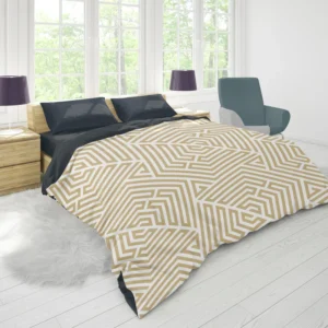 Camel Brown Abstract Geometric Pattern Duvet Cover 1