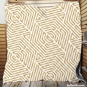 Camel Brown Abstract Geometric Pattern Quilt Blanket