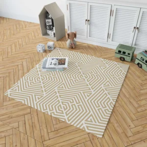 Camel Brown Abstract Geometric Pattern Rug 1