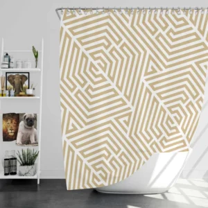 Camel Brown Abstract Geometric Pattern Shower Curtain