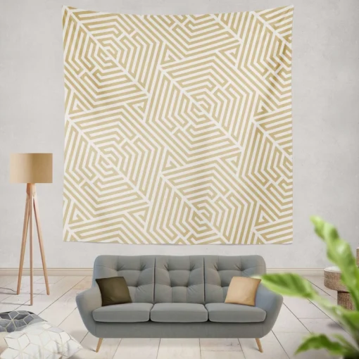 Camel Brown Abstract Geometric Pattern Wall Tapestry