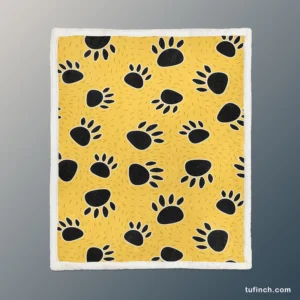 Cartoon Bear Footprints Sherpa Fleece Blanket 1