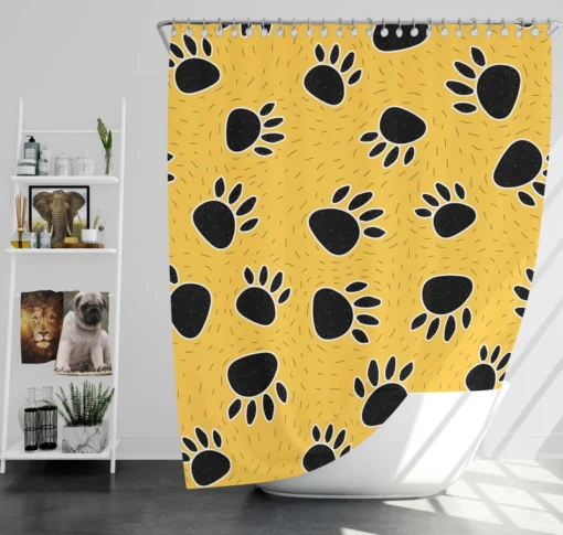 Cartoon Bear Footprints Shower Curtain