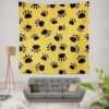 Cartoon Bear Footprints Wall Tapestry