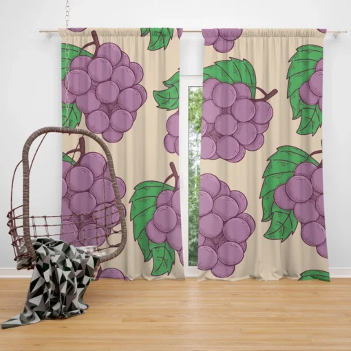 Cartoon Grape Bunch Design Curtain