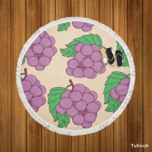 Cartoon Grape Bunch Design Round Beach Towel