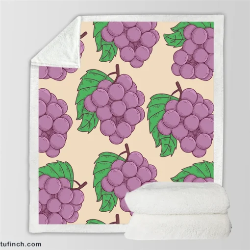 Cartoon Grape Bunch Design Sherpa Fleece Blanket