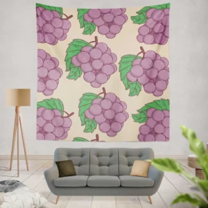 Cartoon Grape Bunch Design Wall Tapestry