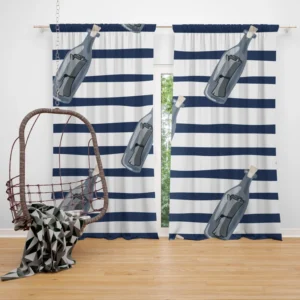 Cartoon Pattern Message In Bottle Curtain